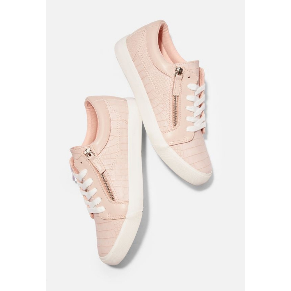 JustFab Pink Snakeskin Jimena Sneakers